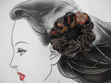 Load image into Gallery viewer, Wabi Sabi Purple Silk Kimono Scrunchies Ship from USA Japanese Upcycled