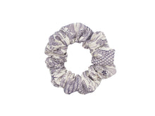 Load image into Gallery viewer, Vintage Silk Kimono Scrunchy Ship from USA Purple White Scrunchies