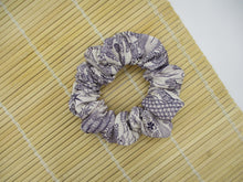 Load image into Gallery viewer, Vintage Silk Kimono Scrunchy Ship from USA Purple White Scrunchies