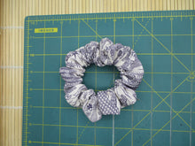 Load image into Gallery viewer, Vintage Silk Kimono Scrunchy Ship from USA Purple White Scrunchies
