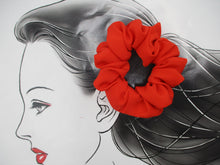 Load image into Gallery viewer, Silk Kimono Scrunchies, Japanese Fabric Hair Tie Red Orange