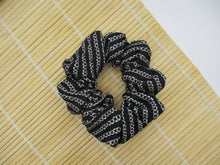 Load image into Gallery viewer, Black Shibori Kimono Silk Fabric Scrunchies Shipf from USA