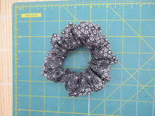 Load image into Gallery viewer, Eco Friendly Upcycled Silk Kimono Vintage Fabric Scrunchies Black Simple