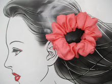 Load image into Gallery viewer, Bright Pink Rinzu Silk Kimono Scrunchie, Ship from USA, Japanese Gift