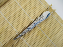 Load image into Gallery viewer, Blue White Floral Japanese Silk Kimono Hair Clip, Ship from USA