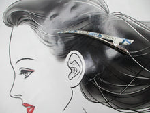 Load image into Gallery viewer, Blue White Floral Japanese Silk Kimono Hair Clip, Ship from USA