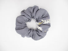 Load image into Gallery viewer, Eco Friendly Upcycled Silk Kimono Scrunchies Floral Gray
