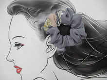 Load image into Gallery viewer, Eco Friendly Upcycled Silk Kimono Scrunchies Floral Gray