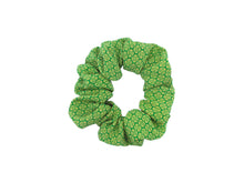 Load image into Gallery viewer, Green Tiny Flowers Kimono Scrunchies, Japanese Vintage Silk Fabric Accessory