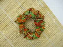 Load image into Gallery viewer, Orange Silk Kimono Scrunchies, Ship from USA Japanese Gift Idea