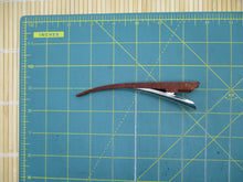 Load image into Gallery viewer, Statement Kimono Clip, Remake Kimono Long Metal Hair Clip Brown Rinzu