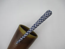 Load image into Gallery viewer, Purple Blue Shibori Kimono Hair Clip, Long Metal Clip