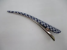 Load image into Gallery viewer, Purple Blue Shibori Kimono Hair Clip, Long Metal Clip