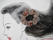 Load image into Gallery viewer, Silk Scrunchies, Brown Shibori Scrunchies, Ship from USA