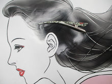 Load image into Gallery viewer, Gray Red Flower Minimalist Kimono Clip, 130mm 5 1/8 inch