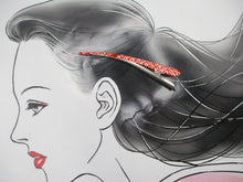 Load image into Gallery viewer, 130mm 5/18 inch Kimono Alligator Hair Clip, Long Beak Clip, Red Shibori