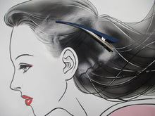 Load image into Gallery viewer, Blue Rinzu Kimono Vintage Silk Fabric Hair Clip, 130mm 5 1/8 inch