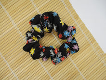 Load image into Gallery viewer, Beautiful Vintage Silk Kimono Scrunchies Black Maple Momiji Ship from USA
