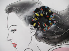 Load image into Gallery viewer, Beautiful Vintage Silk Kimono Scrunchies Black Maple Momiji Ship from USA