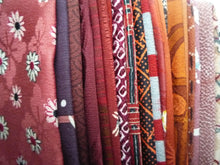 Load image into Gallery viewer, Dark Red Brown Silk Kimono Remnants Set of 23 Pieces