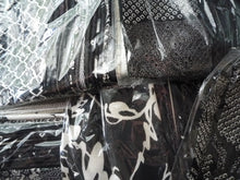 Load image into Gallery viewer, Black Japanese Silk Kimono Fabric Remnants Set 23 pieces