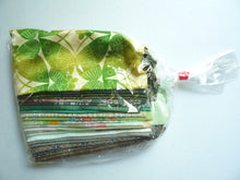 Load image into Gallery viewer, Green Japanese Fabric Set, Silk Recycled Fabric Remnants Set