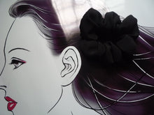 Load image into Gallery viewer, Solid Black Silk Kimono Scrunchies