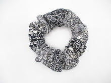 Load image into Gallery viewer, Black X White Silk Recycled Silk Fabric Scrunchy, Kimono Scrunchies, Ship from USA
