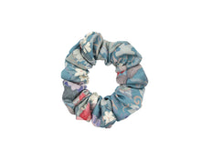 Load image into Gallery viewer, Silk Kimono Scrunchies, Japanese Fabric Hair Tie Light Blue Floral
