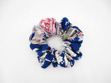 Load image into Gallery viewer, Purple Pink Silk Kimono Scrunchies, Ship from USA Upcycled Vintage Fabric
