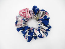 Load image into Gallery viewer, Purple Pink Silk Kimono Scrunchies, Ship from USA Upcycled Vintage Fabric
