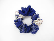 Load image into Gallery viewer, Purple Pink Kimono Scrunchy, Japanese Vintage Fabric Hair Tie
