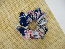 Load image into Gallery viewer, Purple Pink Silk Kimono Scrunchies, Ship from USA Upcycled Vintage Fabric
