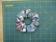 Load image into Gallery viewer, Silk Kimono Scrunchies, Japanese Fabric Hair Tie Light Blue Floral
