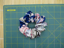 Load image into Gallery viewer, Purple Pink Silk Kimono Scrunchies, Ship from USA Upcycled Vintage Fabric

