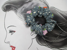 Load image into Gallery viewer, Beautiful Japanese Vintage Upcycled Silk Kimono Fabric Scrunchies Blue
