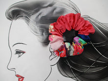Load image into Gallery viewer, Silk Kimono Scrunchies, Japanese Gift Ship from USA, Pink Bold Statement
