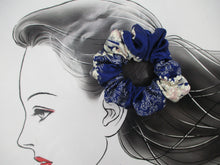 Load image into Gallery viewer, Purple Pink Kimono Scrunchy, Japanese Vintage Fabric Hair Tie
