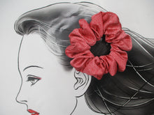 Load image into Gallery viewer, Bright Pink Silk Kimono Scrunchies, Upcycled Hair Tie, Ship from USA
