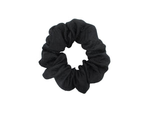 Black Rinzu Vintage Silk Kimono Fabric Scrunchies, Handmade