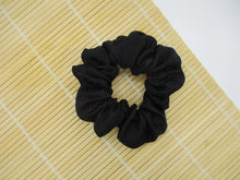 Load image into Gallery viewer, Black Rinzu Vintage Silk Kimono Fabric Scrunchies, Handmade
