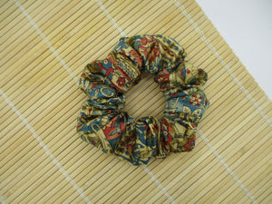 Brown Silk Upcycled Kimono Scrunchies, Ship from USA