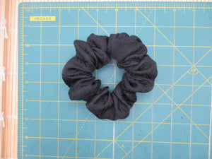 Black Rinzu Vintage Silk Kimono Fabric Scrunchies, Handmade