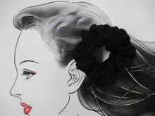 Load image into Gallery viewer, Black Rinzu Vintage Silk Kimono Fabric Scrunchies, Handmade
