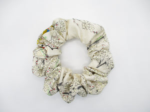 Silk Kimono Scrunchies, Ship from USA Lovely White Floral