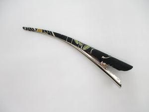Kimono Black Floral Silk Fabric Long Clip Ship from USA 130mm