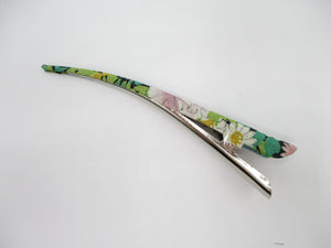 Vintage Upcycled Silk Kimono 130mm Long Metal Clip Japanese Floral