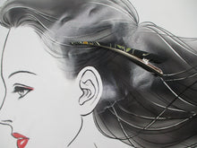 Load image into Gallery viewer, Kimono Black Floral Silk Fabric Long Clip Ship from USA 130mm
