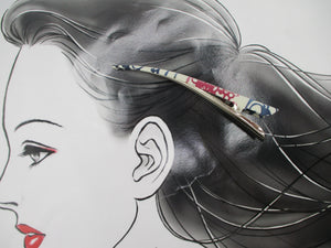 Katazome Silk Recycled Kimono Hair Clip, Japanese Gift Idea