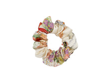 Load image into Gallery viewer, Floral Elegant Silk Kimono Scrunchies, Vintage Kimono Fabric Hair Tie
